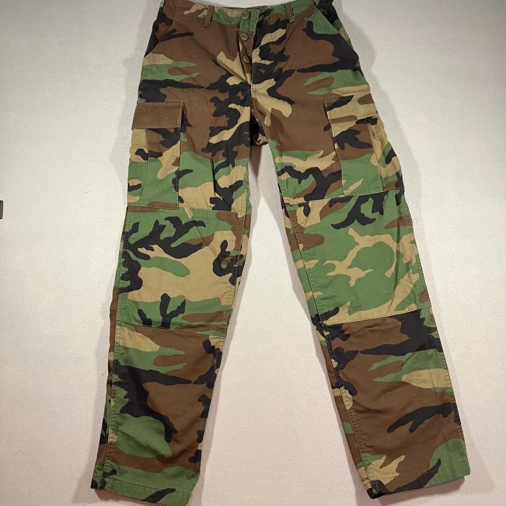 Vintage US Military Woodland Camo Cargo Pants Small Regular Rugged Combat Y2k